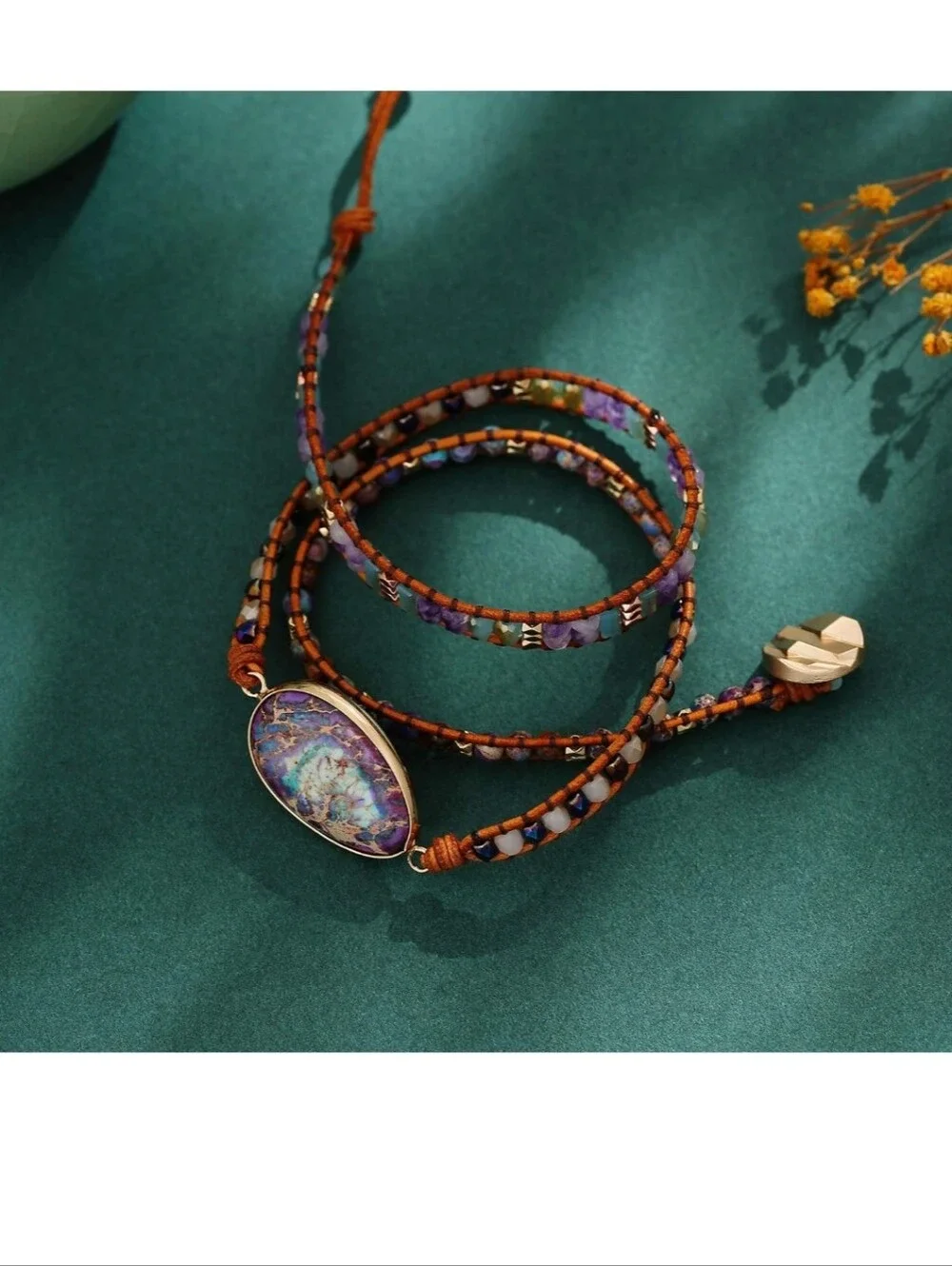 Multi-Stone Purple Turquoise Wrap Bracelet